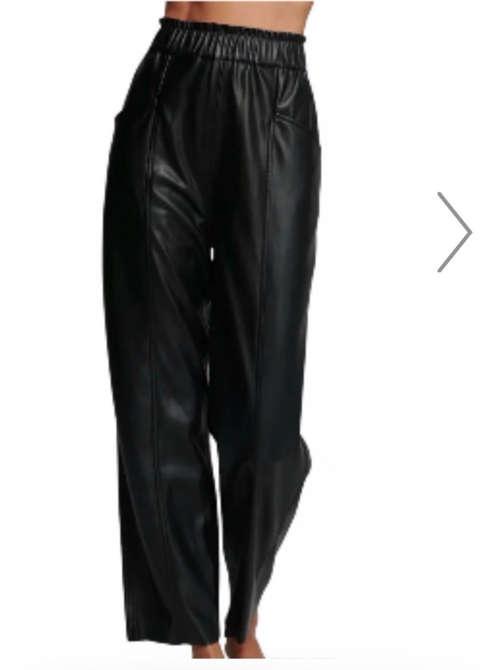 Sundays Black Faux Leather Wide-Leg Womens Pants